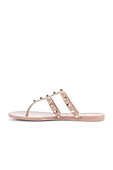 Shop Valentino Summer Rockstud Pvc Thong Sandal In Poudre