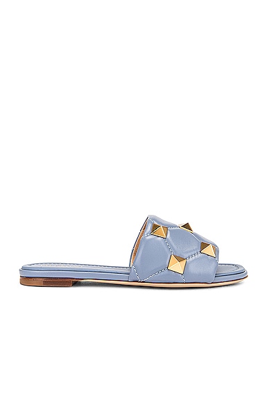 Valentino Garavani Roman Stud Slides in Niagara FWRD