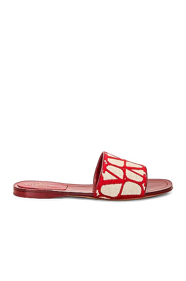 Valentino Toile Iconographe Canvas Slide In Naturale & Rosso