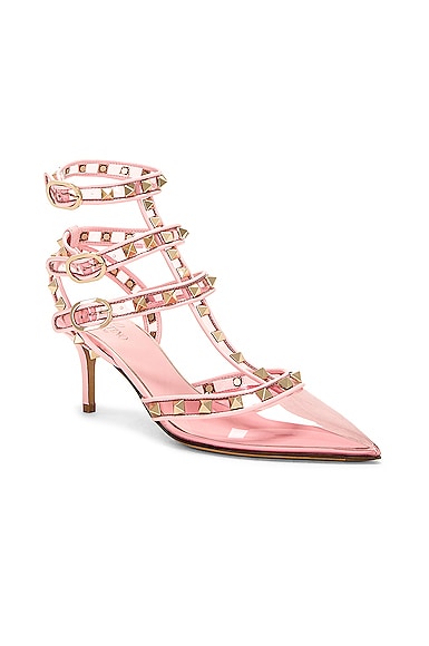 Shop Valentino Rockstud Ankle Strap Pump In Rose Couture