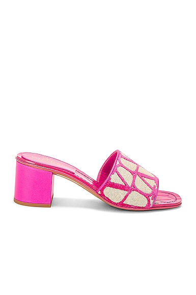 Valentino Garavani Iconographe Slide Mule in Naturale & Pink