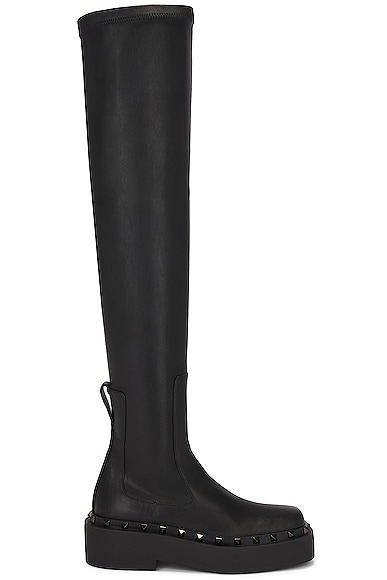Shop Valentino Rockstud M-way Over The Knee Boot In Nero