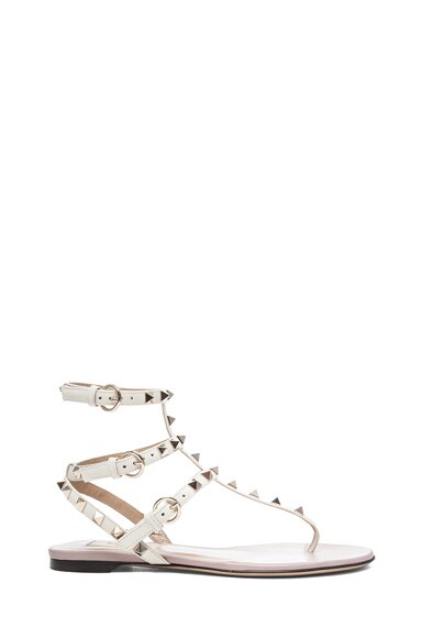 Valentino Rockstud Leather Sandals T.05 in Ivory | FWRD