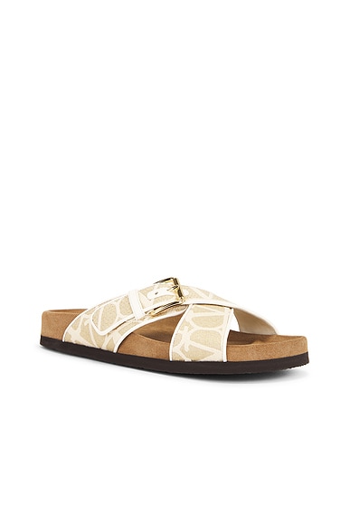 Shop Valentino Fussfriend Slide In Naturale  Ivory  & Sigaro