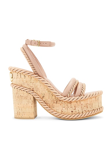 V Logo Summerblocks Espadrille Wedge Heel in Rose Cannelle