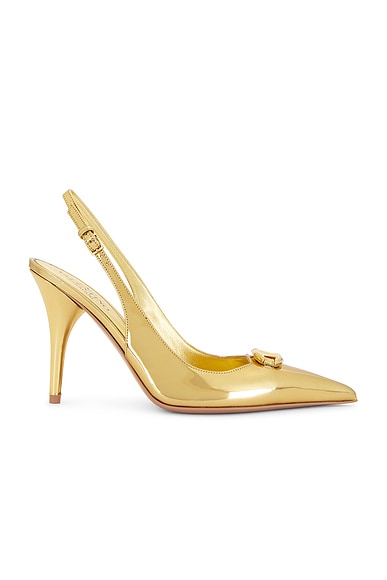 Valentino Garavani V Logo 100 The Bold Edition Pump Heel in Antique Brass