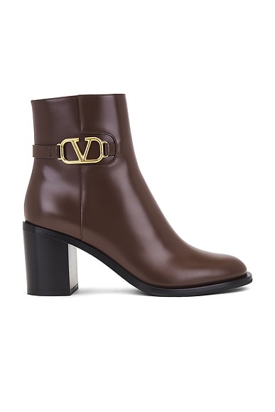 Valentino Garavani V Logo Signature Bootie in Cacao