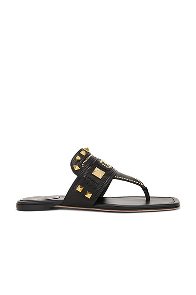 The Row Constance Leather Flat Sandals in Mocha | FWRD