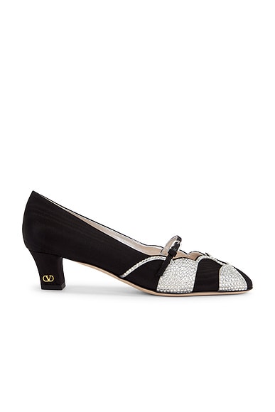 Valentino Garavani Bowow Pump in Nero & Silver Shade