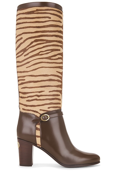 Valentino Garavani Pattie Boot in Beige Moro & Tobacco