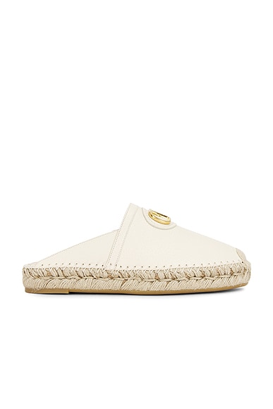 Valentino Garavani V Logo Signature Espadrilla Mule in Light Ivory