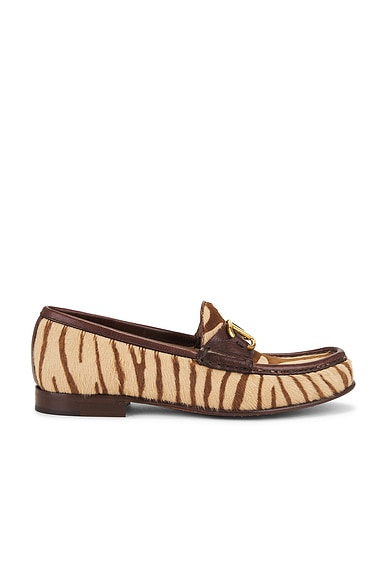 Valentino Garavani V Logo Signature Loafer in Beige Moro & Bark Brown