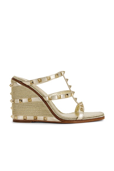 Valentino Garavani Rockstud Espadrilla Slide in Platino
