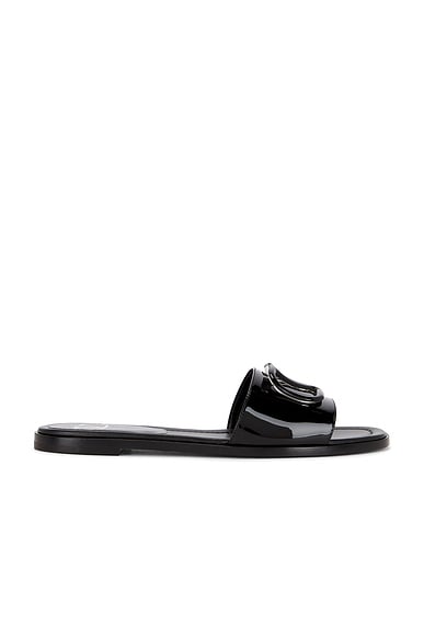 Valentino Garavani V Logo Signature Slide in Nero