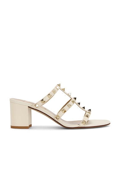 Valentino Garavani Rockstud Slide Mule in Light Ivory