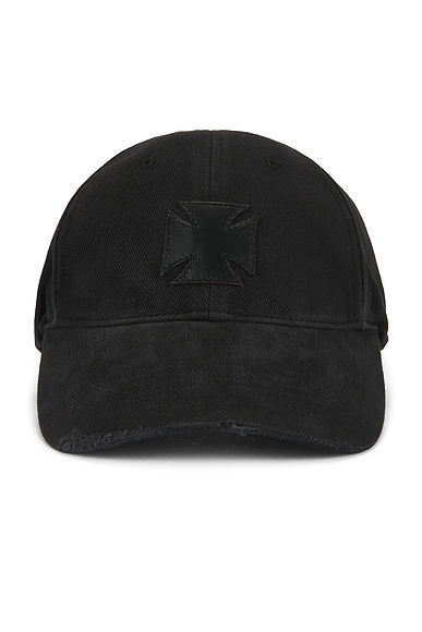 VETEMENTS Leather Biker Cross Cap in Black