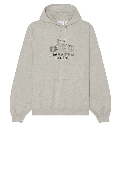 VETEMENTS I'm Retired Oversized Hoodie in Grey Melange