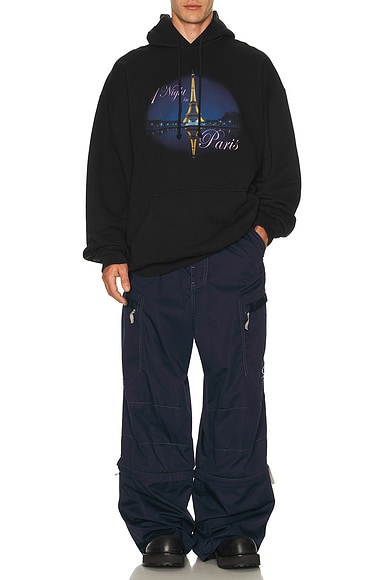 2025NEW【VETEMENTS】ナイト・イン・パリ プリント パーカー VETEMENTS Night In Paris-print Hoodie | Black | FARFETCH