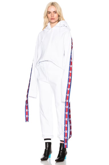 Champion tape hoodie women's discount