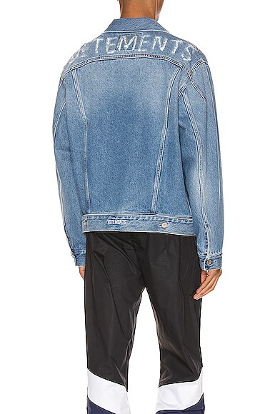VETEMENTS VETEMENTS ANARCHY DENIM JACKET IN BLUE,VETF-MO46