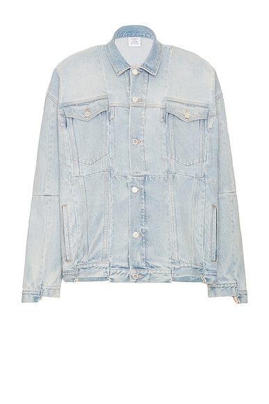 VETEMENTS Oversized Cut-Up Deconstructed Denim Jacket in Light Blue