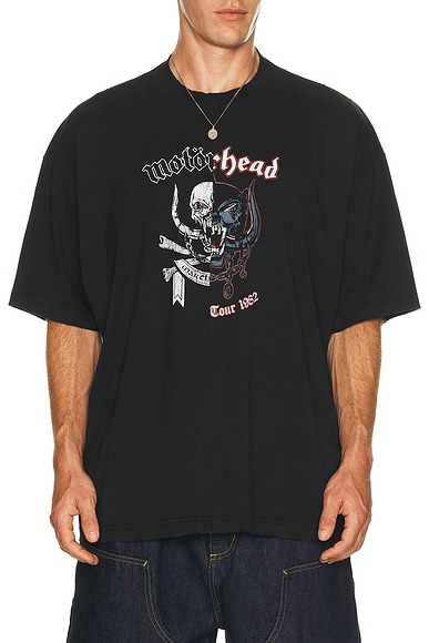 VETEMENTS  X Motorhead Double Graphic Cut-up T-shirt in Washed Black
