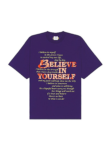 VETEMENTS Believe In Yourself T-shirt in Royal Blue