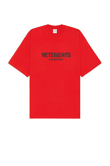 VETEMENTS Limited Edition Logo T-shirt in Red & Black