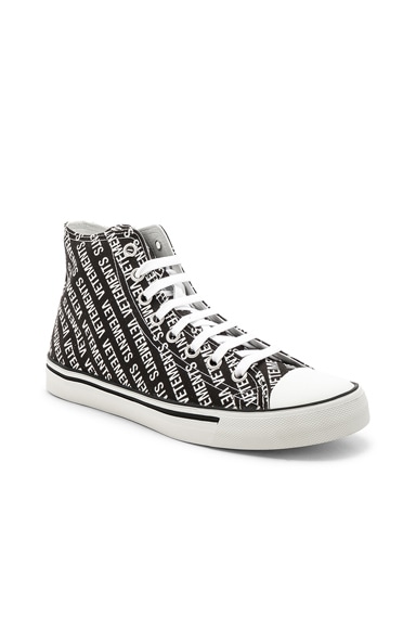 VETEMENTS Printed Canvas Sneakers in Black & White Print | FWRD