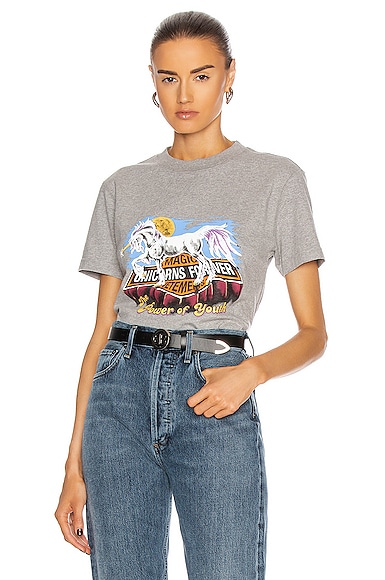 VETEMENTS Magic Unicorn Cropped T Shirt in Grey | FWRD