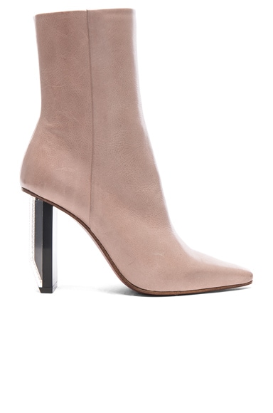 Reflector Heel Leather Ankle Boots