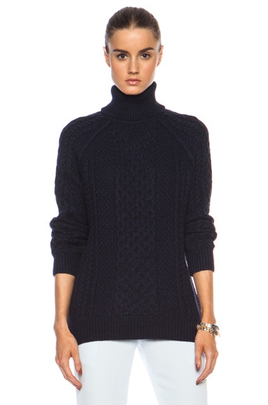 Vince Cable Knit Wool-Blend Turtleneck in Navy | FWRD