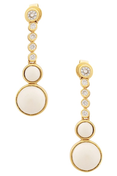 VALERE Night Earrings in White Stone, Crystal, & Gold