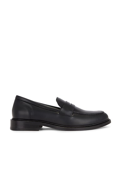 Vinny's Townee Penny Loafer in Black Polido Leather
