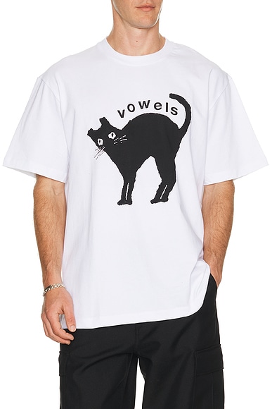 vowels Kitty Tee in White