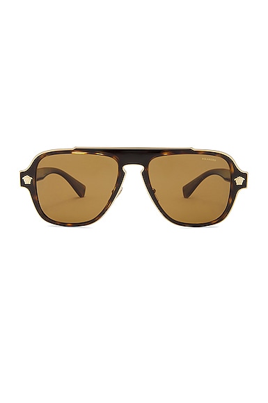 VERSACE Polarized Sunglasses in Brown