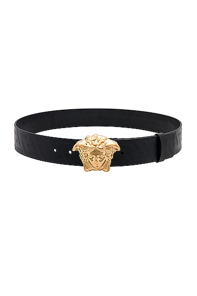 Versace Belt In Black & Gold