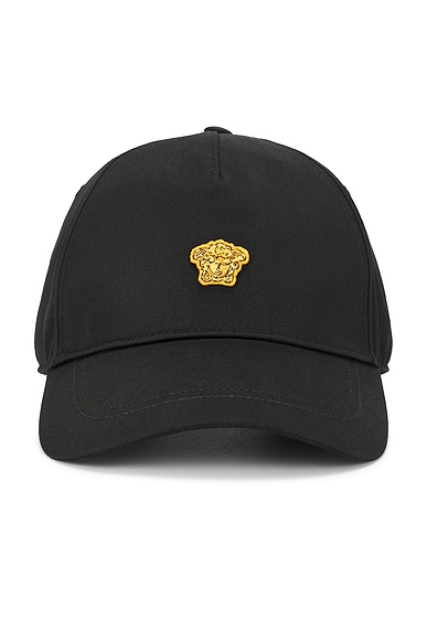 VERSACE Medusa Patch Baseball Cap in Black & Gold