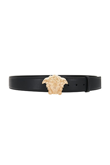 VERSACE Belt in Black & Versace Gold