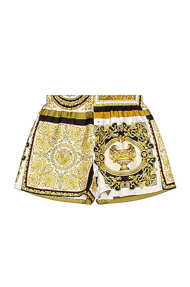 Versace Barocco Mosaic Animalier Short Shorts In White