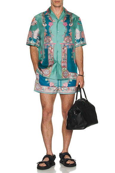 Silk Coral Theatre Print Shirt