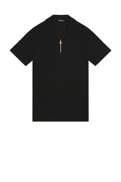 VERSACE Zip Polo in Black