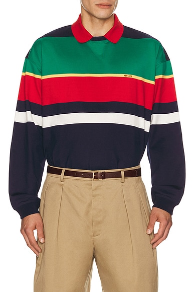 Heavy Striped Cotton Jersey Logo Embroidery