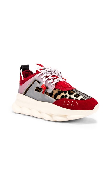 VERSACE Chain Reaction Sneaker in Red FWRD