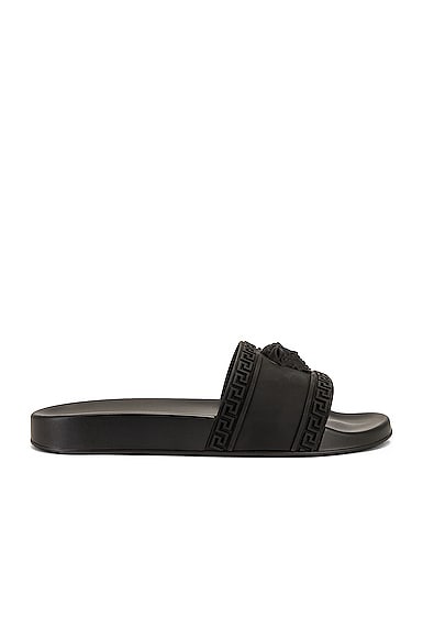 VERSACE Slide Sandals in Black