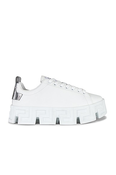 VERSACE Vitello Laminato Sneaker in White