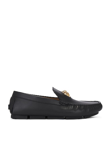 VERSACE Calf Leather Driver in Black