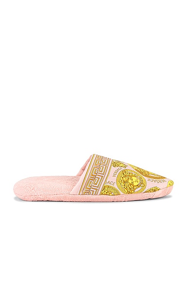 VERSACE Medusa Amplified Slippers in Pink