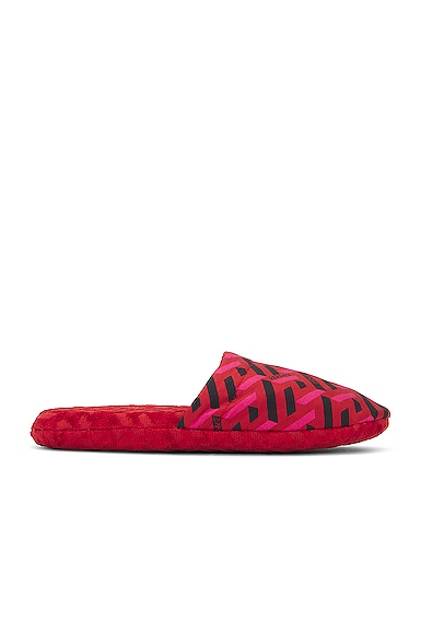 VERSACE Greca Signature House Slippers in Red