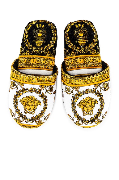 VERSACE I Heart Baroque Slippers in White